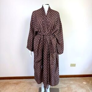 Isaac Zelcer One Size 100% Silk Cranberry Blue Paisley Robe Kimono